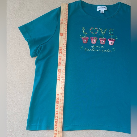 Breckenridge Blue Short Sleeve Tee with garden Love Motif size XL vintage - Picture 4 of 7